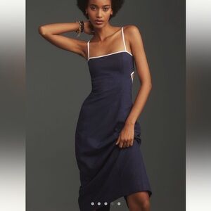 ANTHROPOLOGIE MAEVE THE DAFNI CUTOUT LINEN MIDI DRESS SIZE XLP MSRP $168.00 NWT